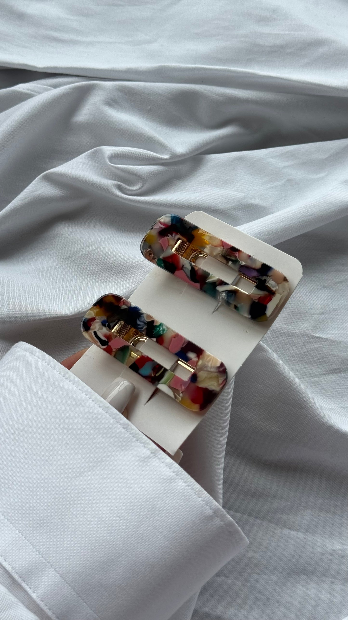 Mermer Desenli İkili Pens Toka Seti (Karma Gönderilir)