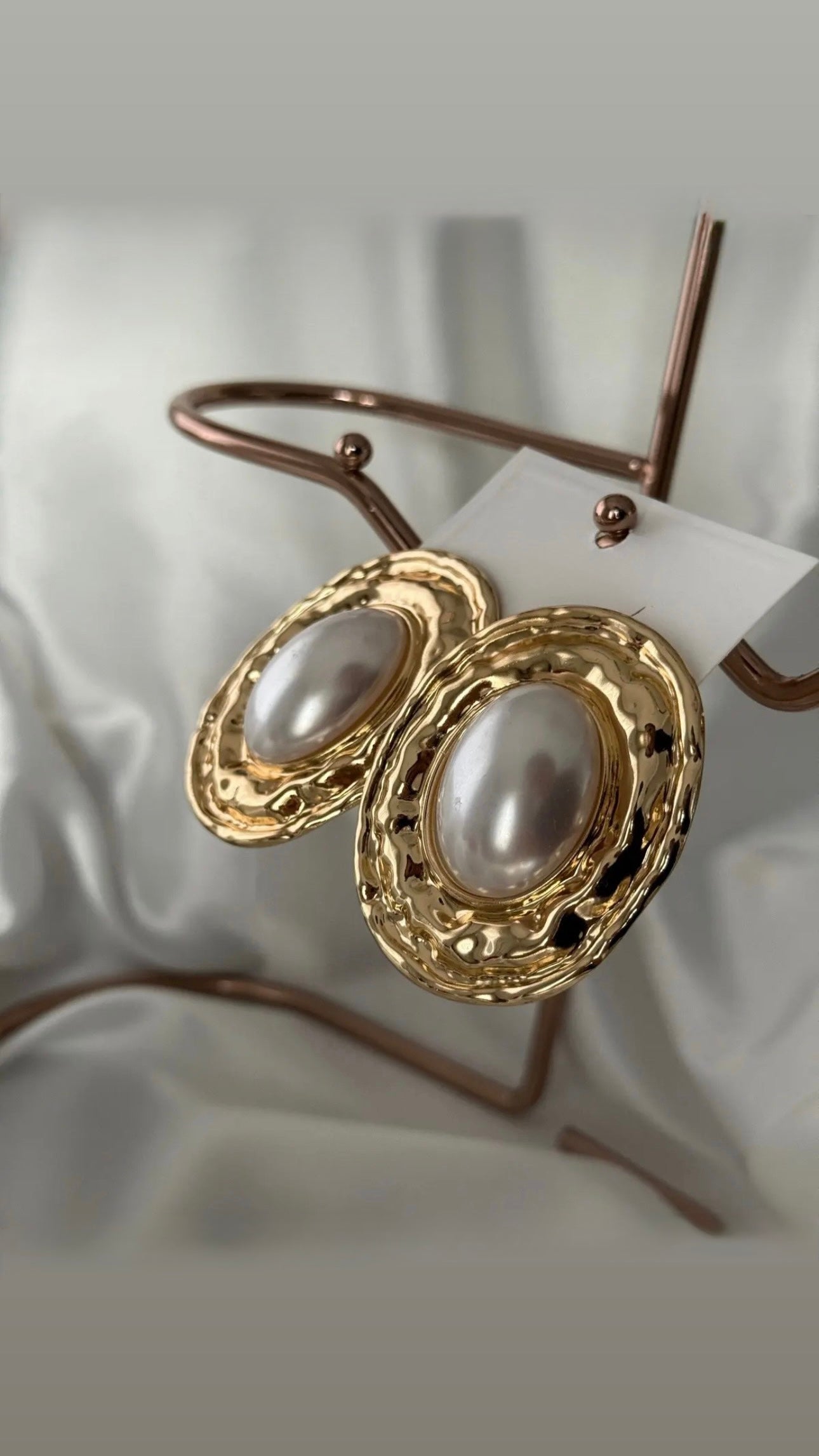 Vintage Barok İnci Detaylı Altın Kaplama Küpe - Büyük Boy Şık Küpe