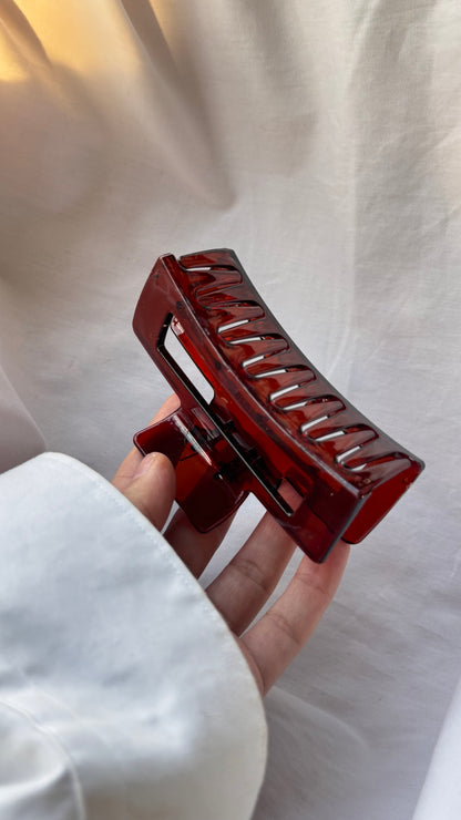 Dikdörtgen Formlu Büyük Boy Mandal Toka - Şeffaf Modern Saç Aksesuarı