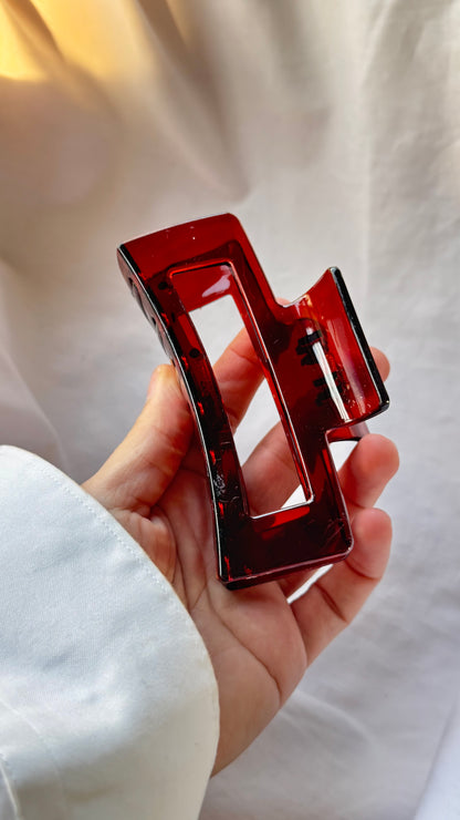 Dikdörtgen Formlu Büyük Boy Mandal Toka - Şeffaf Modern Saç Aksesuarı