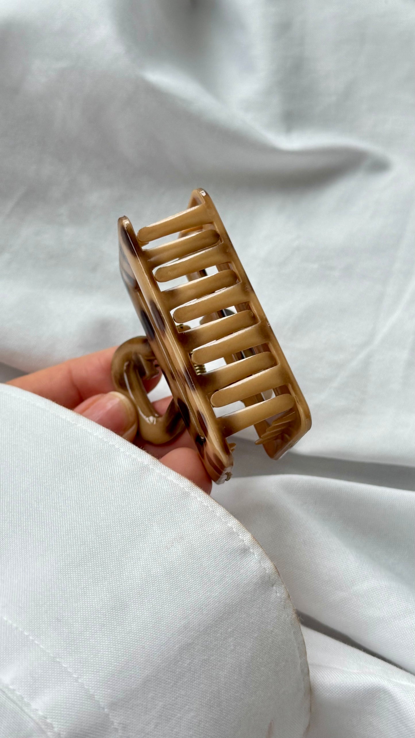 Leopar Desenli Dikdörtgen Büyük Boy Mandal Toka - Retro Şık Saç Aksesuarı