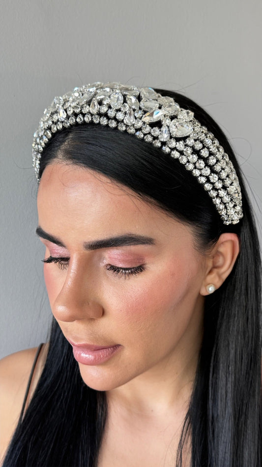 Royal Serisi - Elmas Işıltılı Zirkon Taşlı Kalın Taç