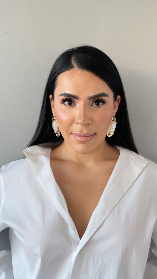 Vintage Barok İnci Detaylı Altın Kaplama Küpe - Büyük Boy Şık Küpe