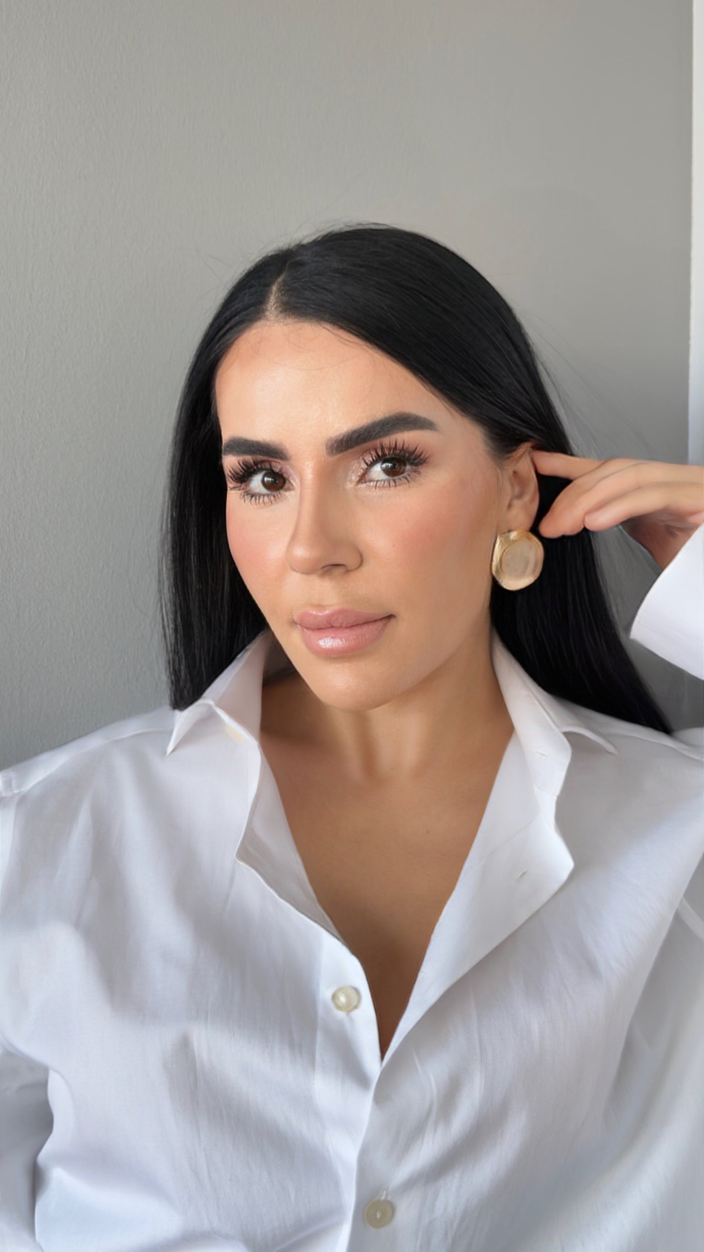 Vintage Barok İnci Detaylı Altın Kaplama Küpe - Büyük Boy