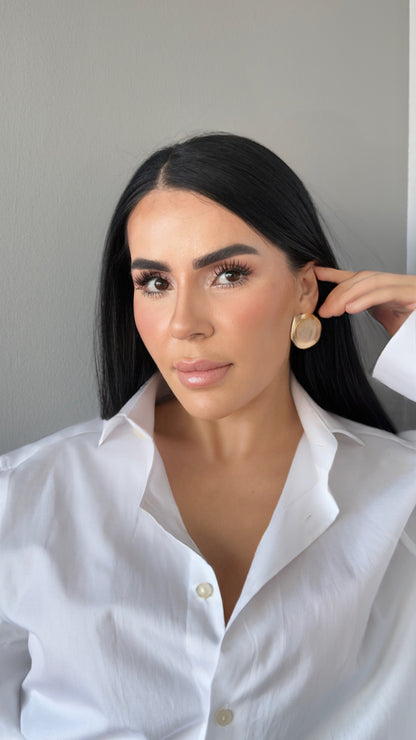 Vintage Barok İnci Detaylı Altın Kaplama Küpe - Büyük Boy