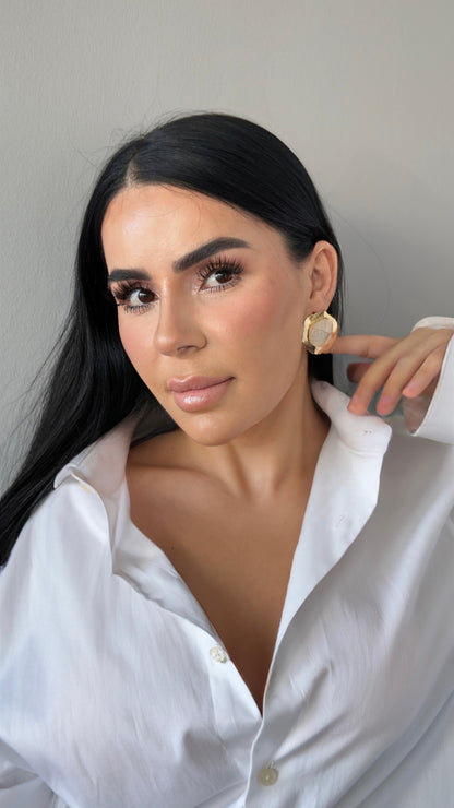 Vintage Barok İnci Detaylı Altın Kaplama Küpe - Büyük Boy