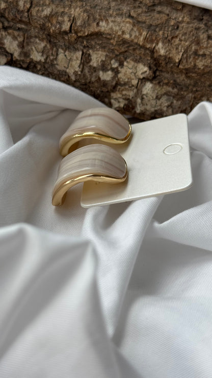 Vintage Mineli Küpe - Minimalist Retro Stil Lüks Tasarım Küpe