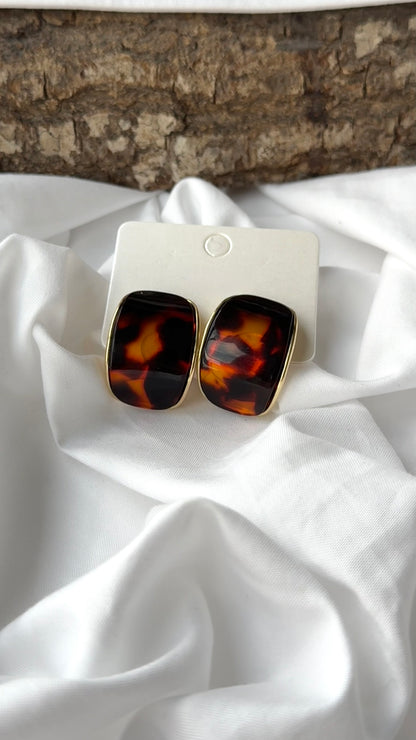 Vintage Mineli Küpe - Minimalist Retro Stil Lüks Tasarım Küpe