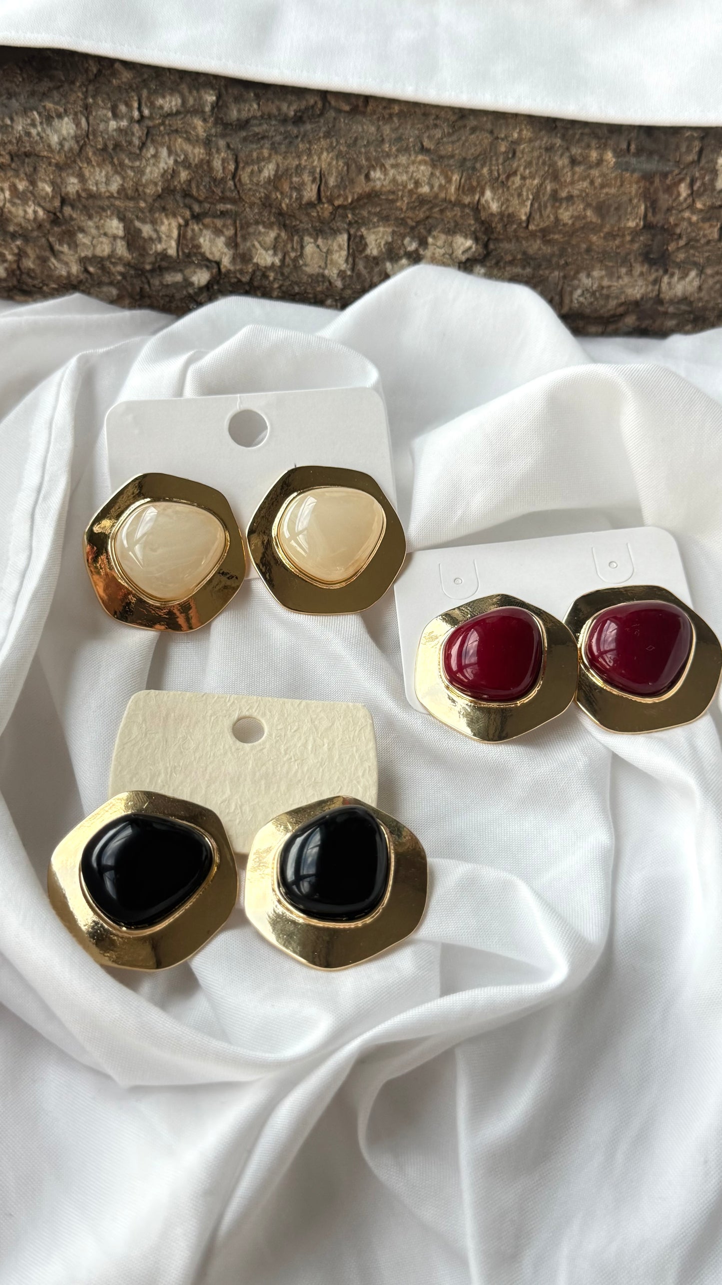 Vintage Barok İnci Detaylı Altın Kaplama Küpe - Büyük Boy