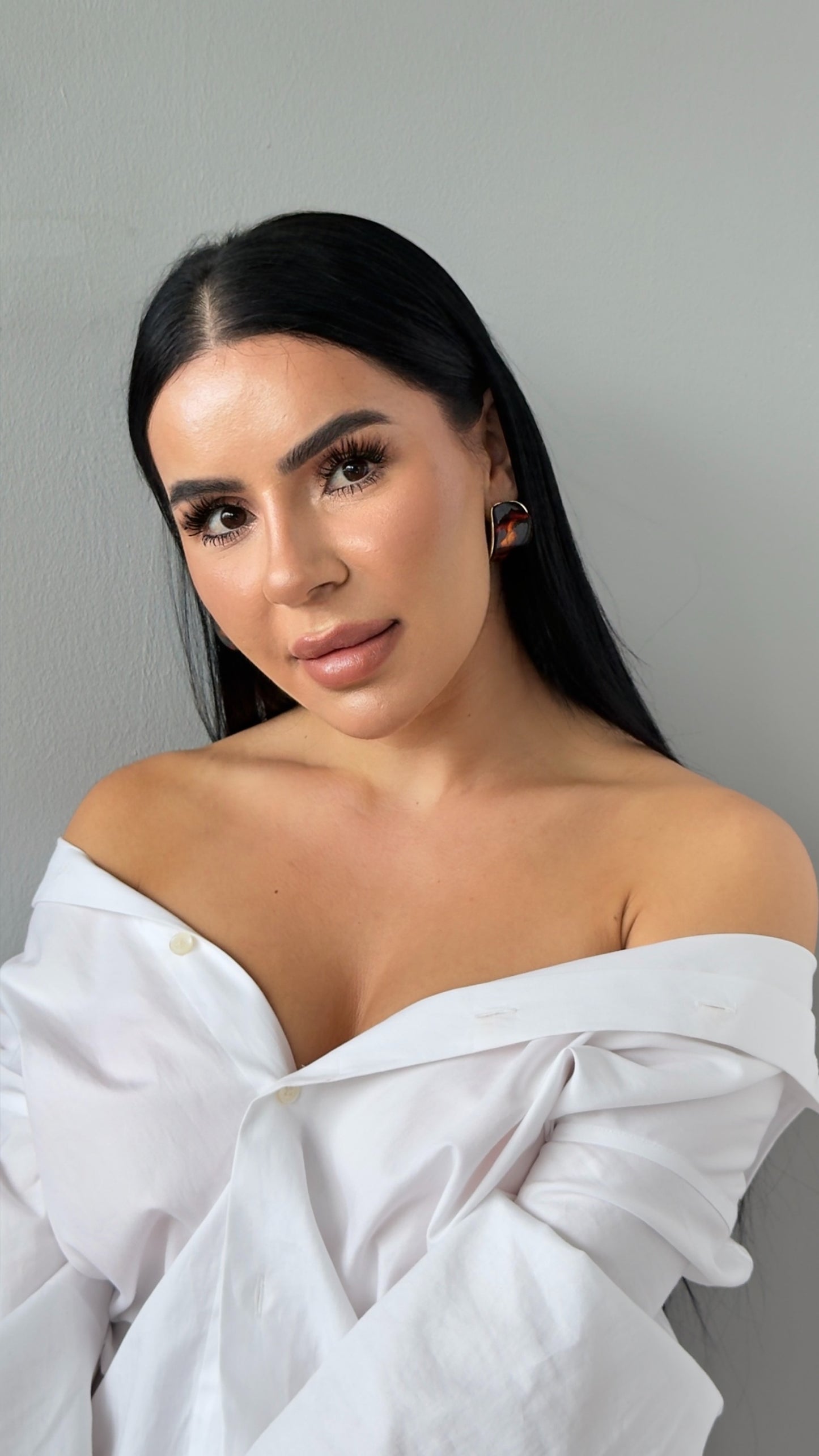 Vintage Mineli Küpe - Minimalist Retro Stil Lüks Tasarım Küpe