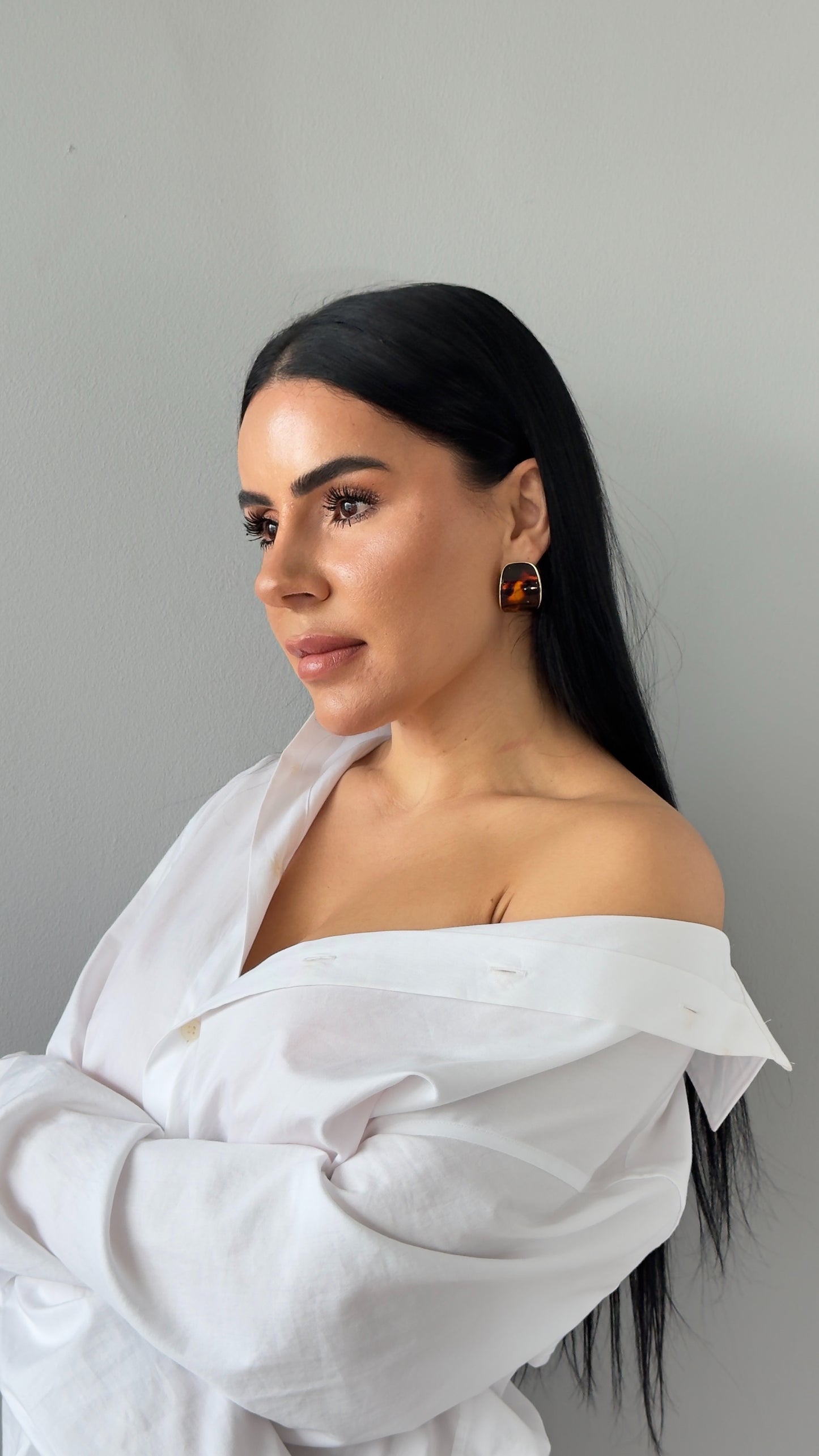 Vintage Mineli Küpe - Minimalist Retro Stil Lüks Tasarım Küpe