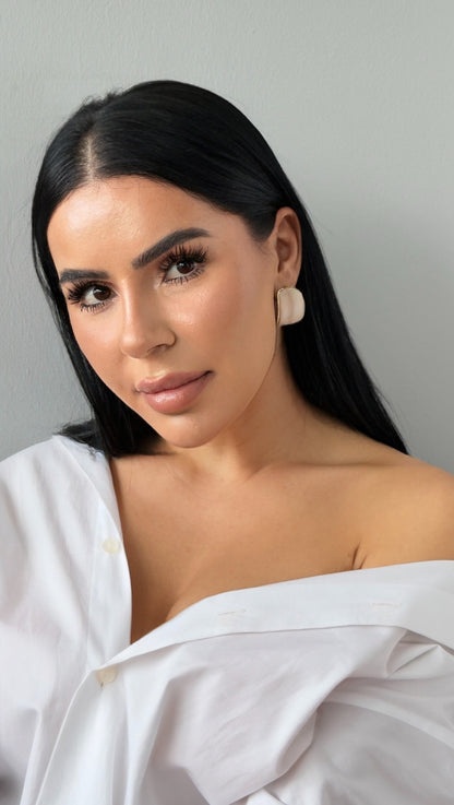 Vintage Mineli Küpe - Minimalist Retro Stil Lüks Tasarım Küpe