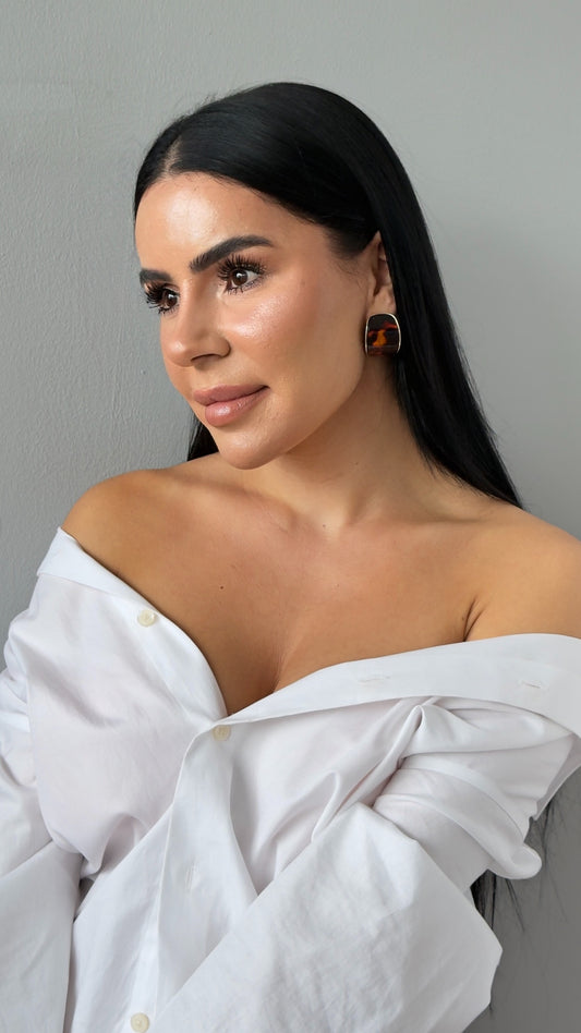 Vintage Mineli Küpe - Minimalist Retro Stil Lüks Tasarım Küpe