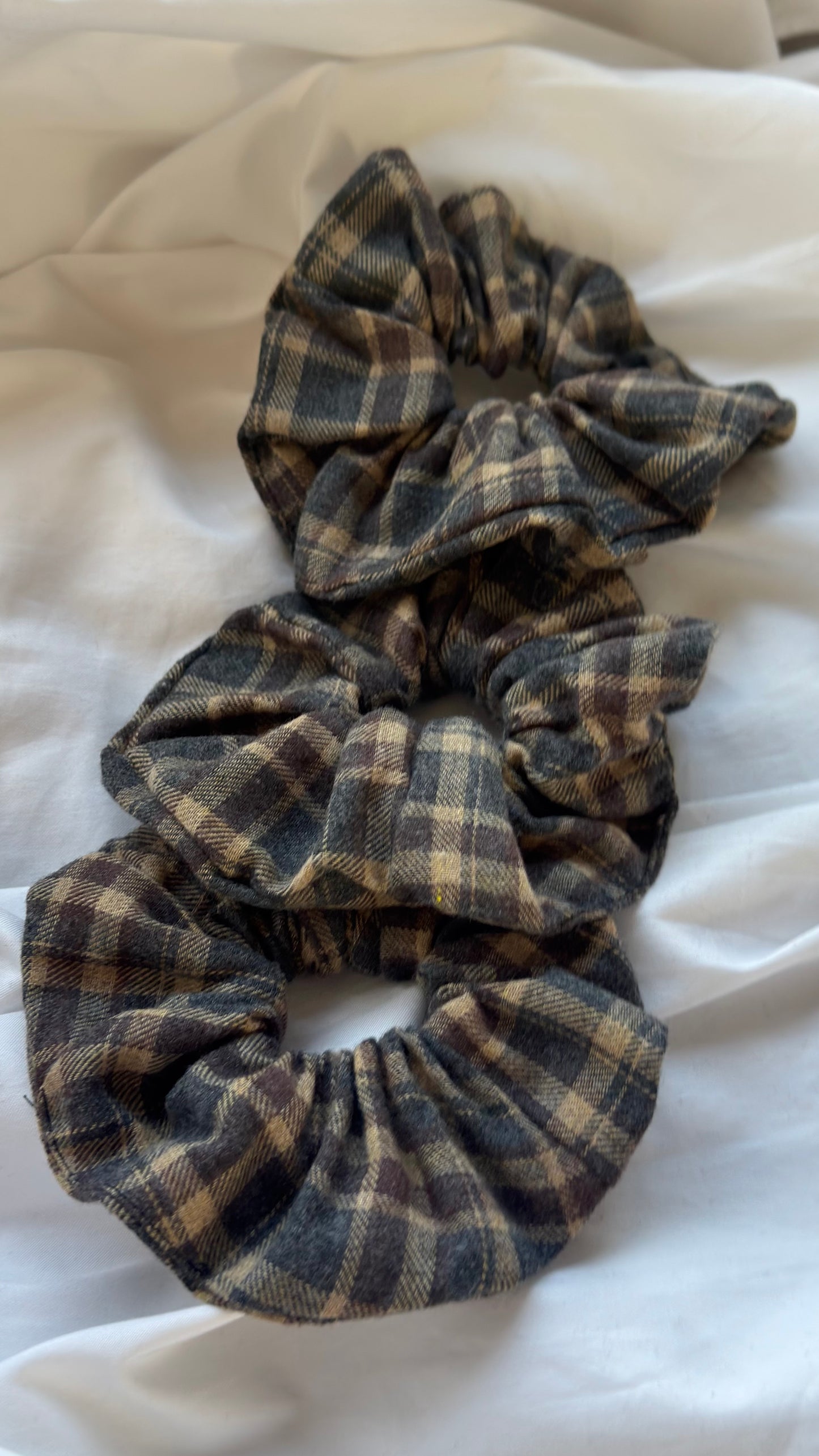 3'lü Ekose Desenli Lastik Toka - Kışlık Yumuşak Flanel Scrunchie Saç Aksesuarı
