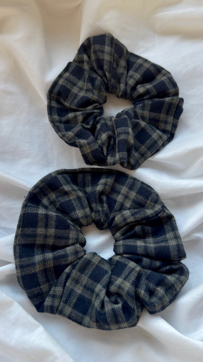 2'li Ekose Desenli Lastik Toka - Kışlık Yumuşak Flanel Scrunchie Saç Aksesuarı