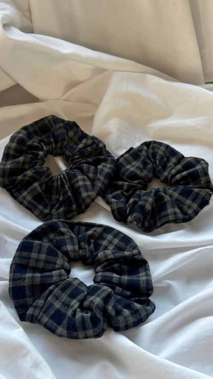 3'lü Ekose Desenli Lastik Toka - Kışlık Yumuşak Flanel Scrunchie Saç Aksesuarı