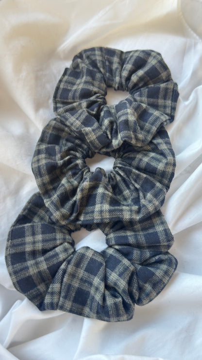 3'lü Ekose Desenli Lastik Toka - Kışlık Yumuşak Flanel Scrunchie Saç Aksesuarı