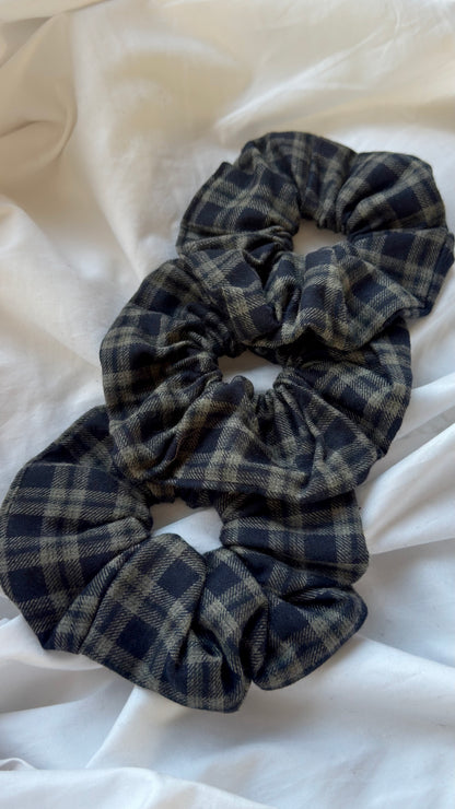 3'lü Ekose Desenli Lastik Toka - Kışlık Yumuşak Flanel Scrunchie Saç Aksesuarı