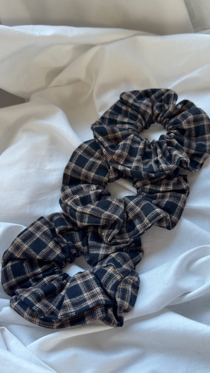 3'lü Ekose Desenli Lastik Toka - Kışlık Yumuşak Flanel Scrunchie Saç Aksesuarı