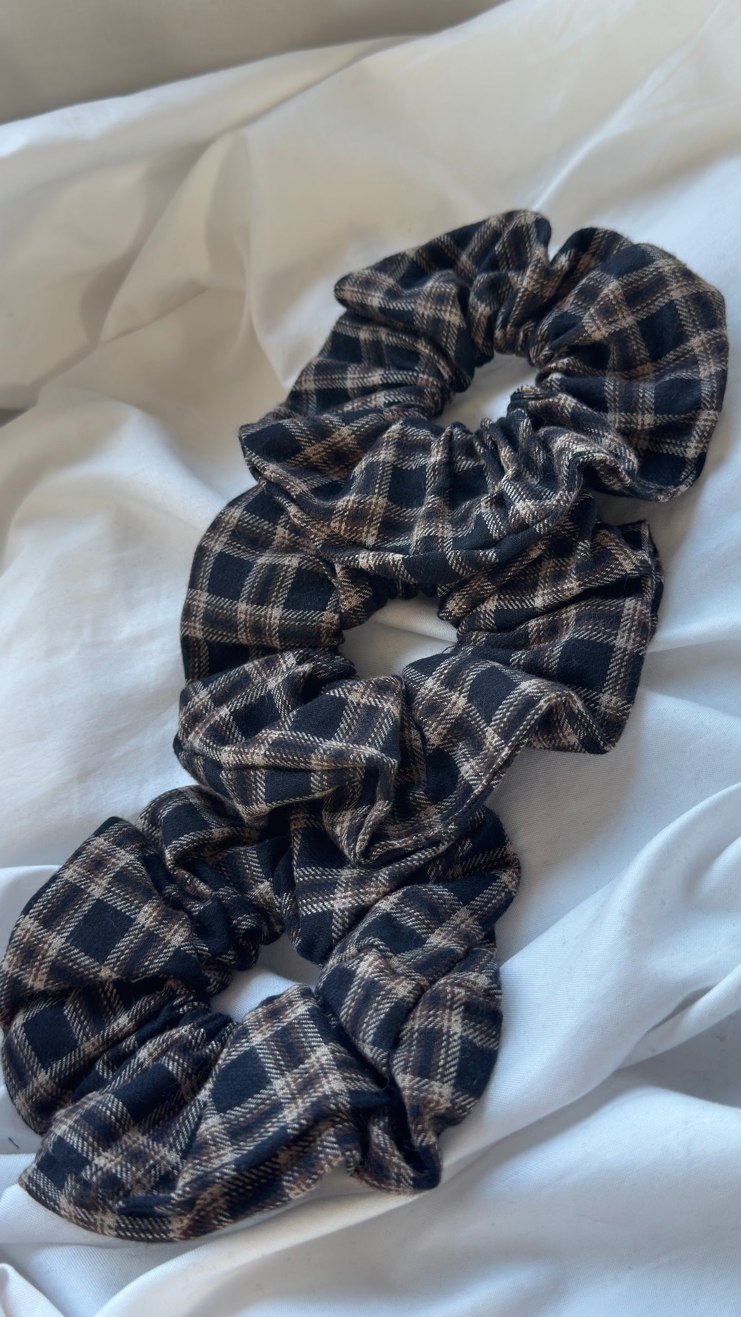 3'lü Ekose Desenli Lastik Toka - Kışlık Yumuşak Flanel Scrunchie Saç Aksesuarı