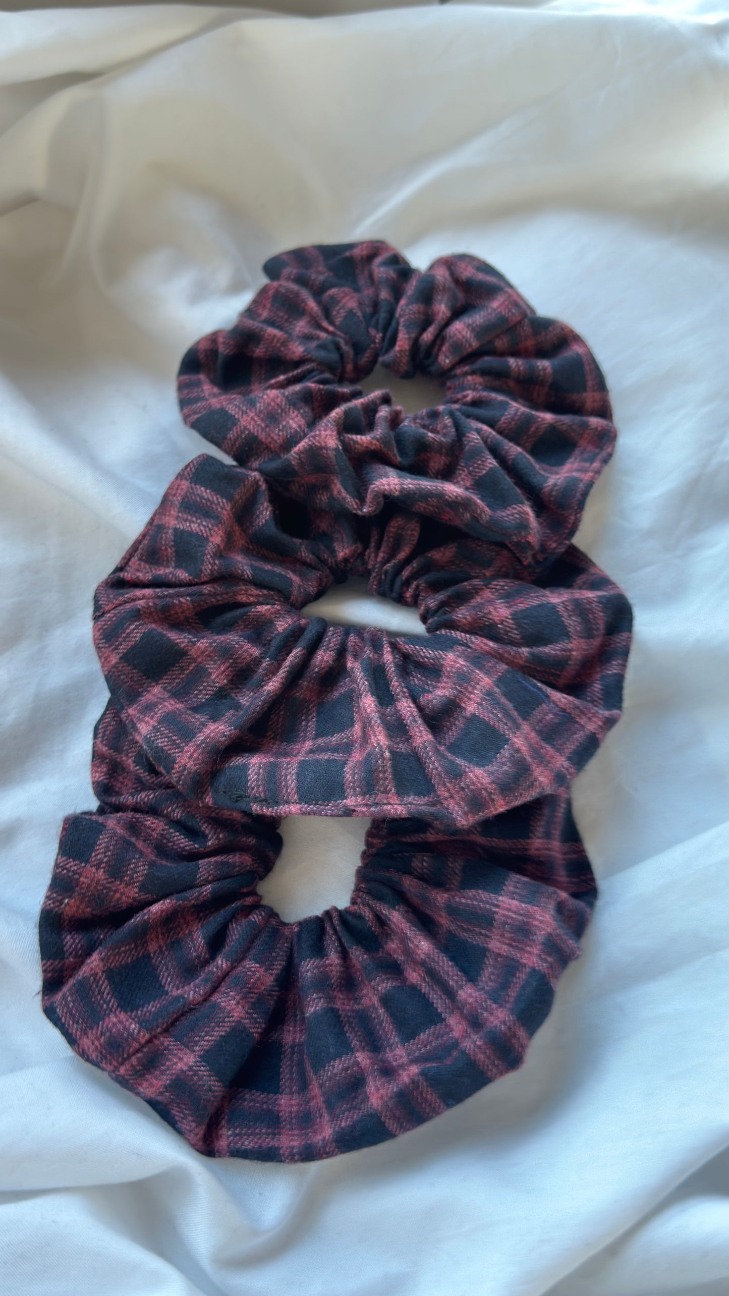 3'lü Ekose Desenli Lastik Toka - Kışlık Yumuşak Flanel Scrunchie Saç Aksesuarı