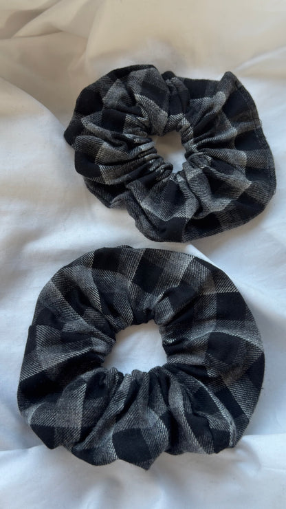 2'li Ekose Desenli Lastik Toka - Kışlık Yumuşak Flanel Scrunchie Saç Aksesuarı