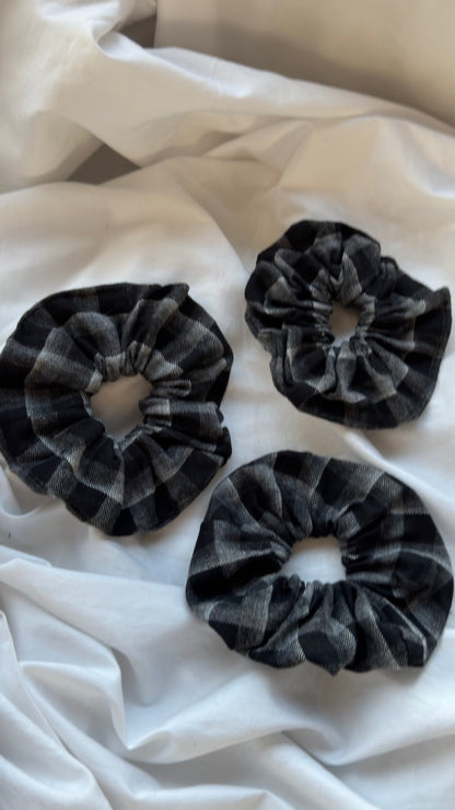 3'lü Ekose Desenli Lastik Toka - Kışlık Yumuşak Flanel Scrunchie Saç Aksesuarı