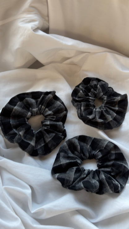3'lü Ekose Desenli Lastik Toka - Kışlık Yumuşak Flanel Scrunchie Saç Aksesuarı