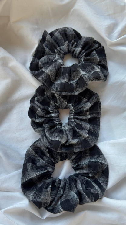 3'lü Ekose Desenli Lastik Toka - Kışlık Yumuşak Flanel Scrunchie Saç Aksesuarı