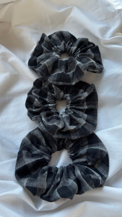 3'lü Ekose Desenli Lastik Toka - Kışlık Yumuşak Flanel Scrunchie Saç Aksesuarı