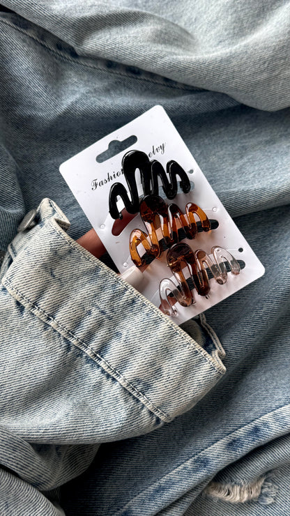 Üçlü Mini Zikzak Mandallı Toka Seti