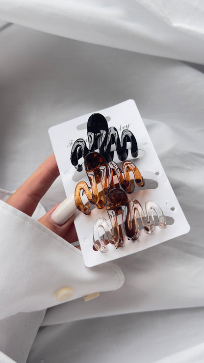 Üçlü Mini Zikzak Mandallı Toka Seti