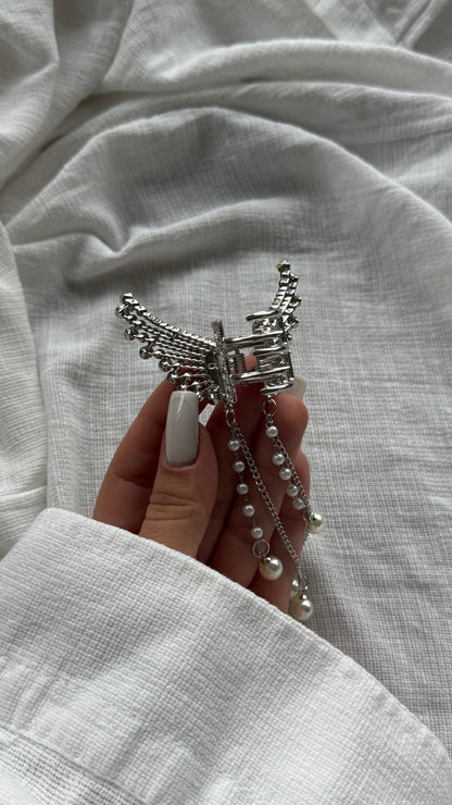 Lüks Kristal Taşlı Melek Kanadı Mandallı Toka