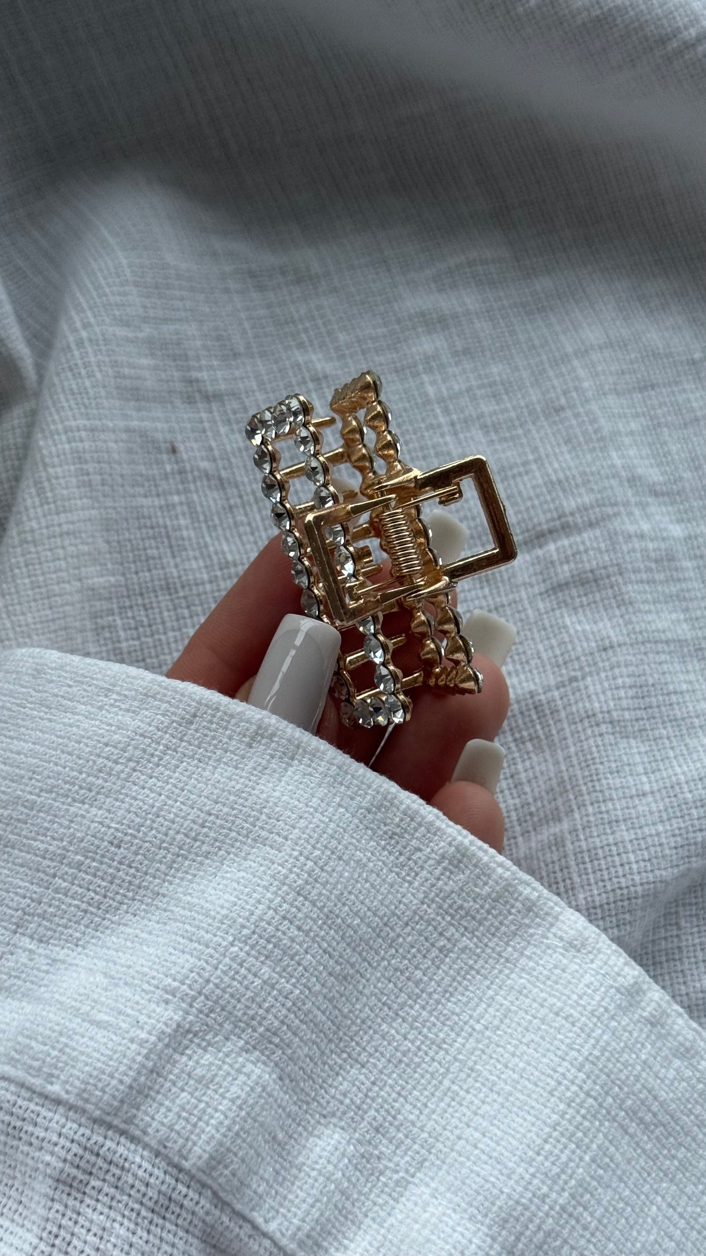 Lüks Kristal Taşlı Dikdörtgen Mandallı Toka