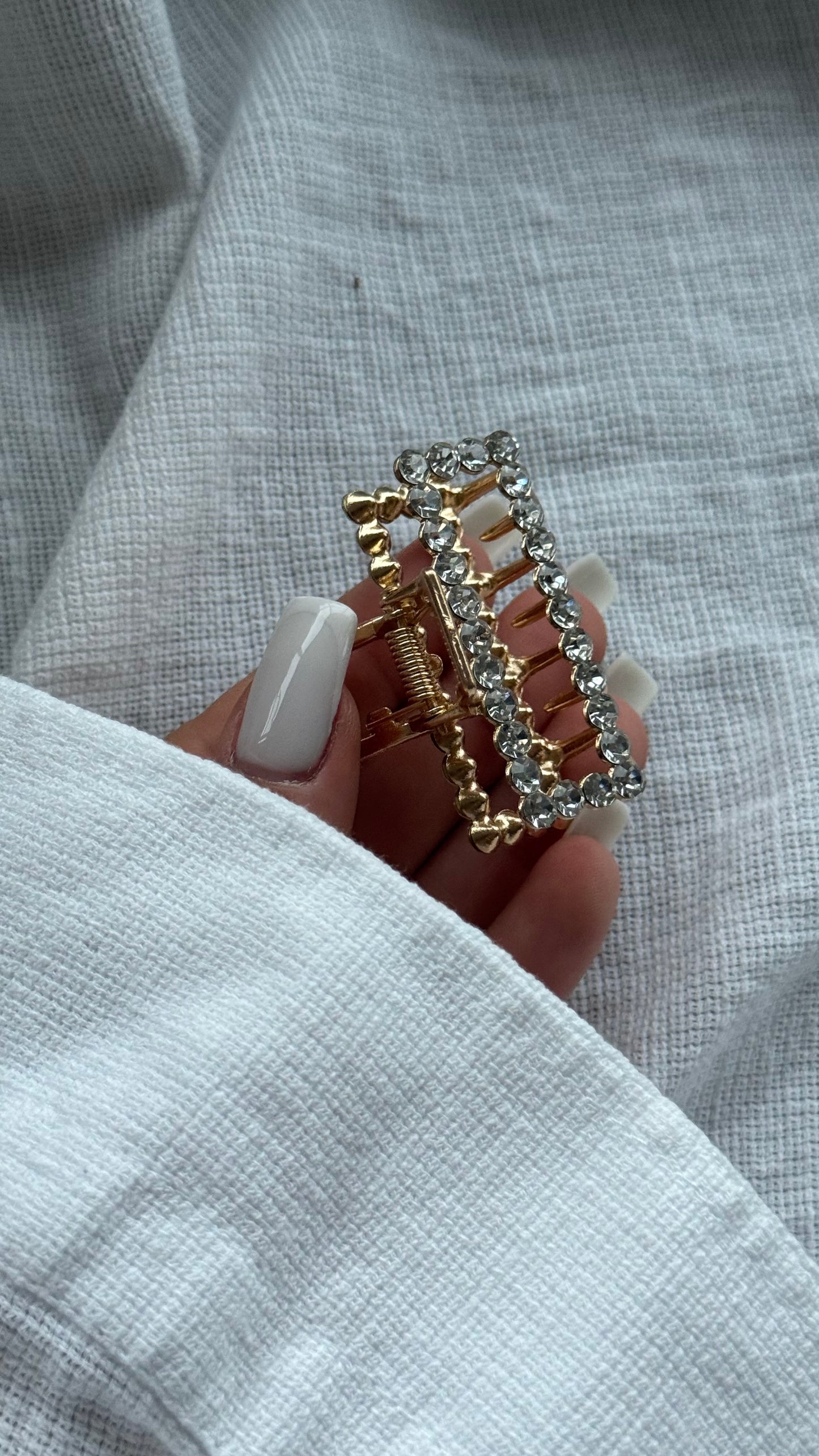 Lüks Kristal Taşlı Dikdörtgen Mandallı Toka