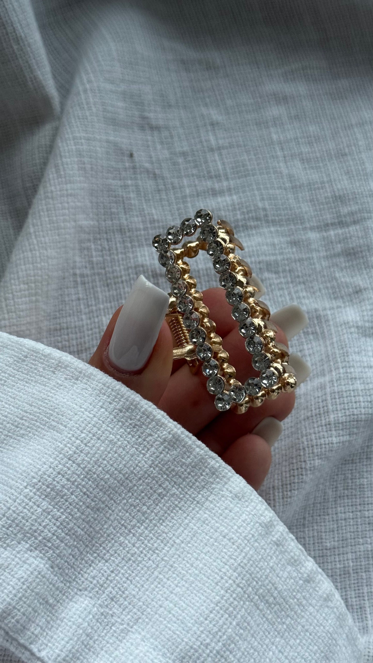 Lüks Kristal Taşlı Dikdörtgen Mandallı Toka