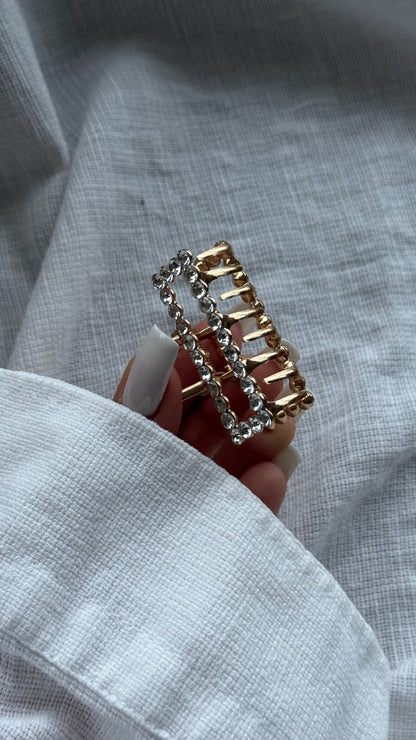 Lüks Kristal Taşlı Dikdörtgen Mandallı Toka