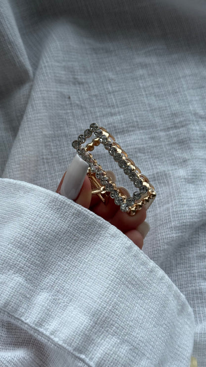 Lüks Kristal Taşlı Dikdörtgen Mandallı Toka