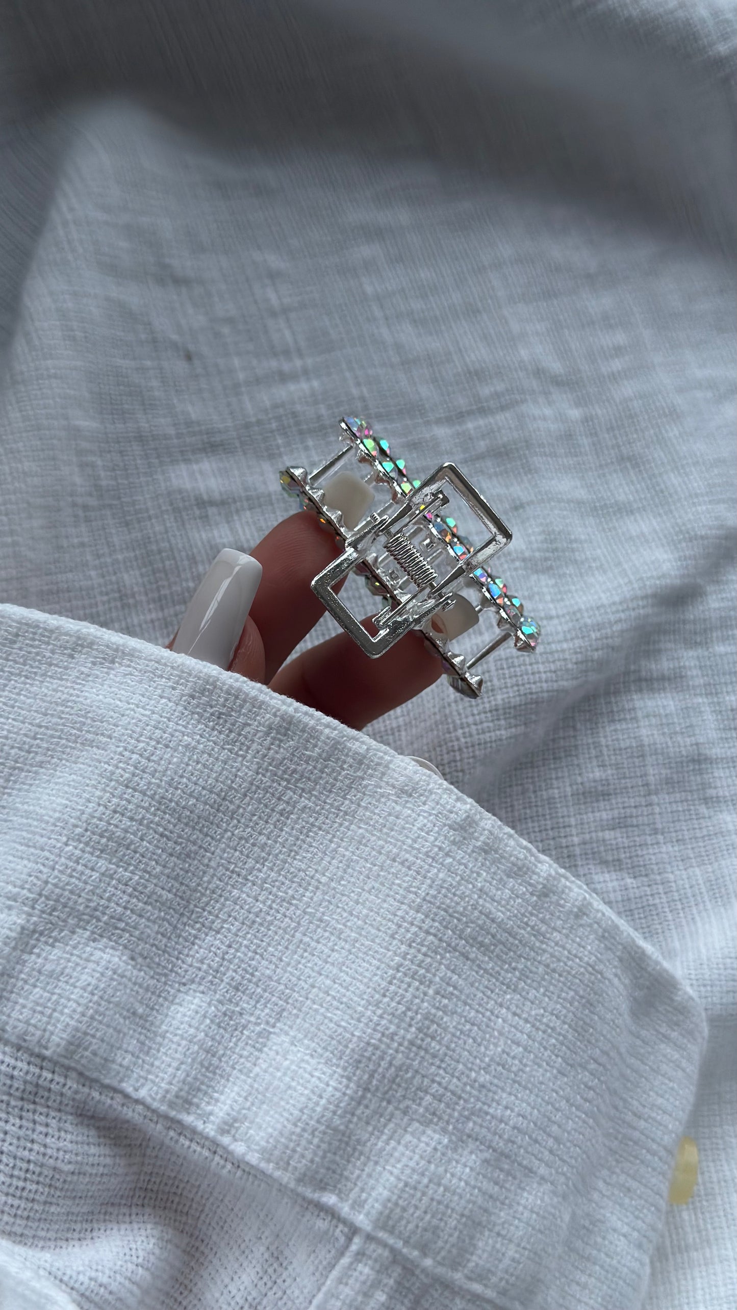 Lüks Kristal Taşlı Dikdörtgen Mandallı Toka