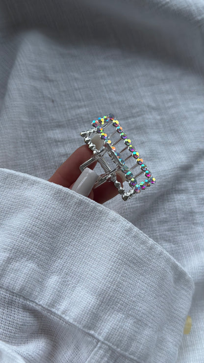 Lüks Kristal Taşlı Dikdörtgen Mandallı Toka