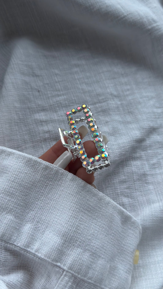 Lüks Kristal Taşlı Dikdörtgen Mandallı Toka