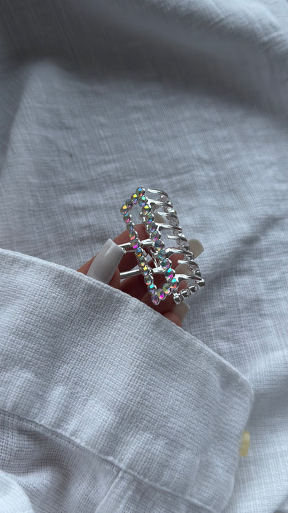 Lüks Kristal Taşlı Dikdörtgen Mandallı Toka