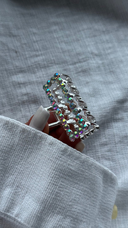 Lüks Kristal Taşlı Dikdörtgen Mandallı Toka