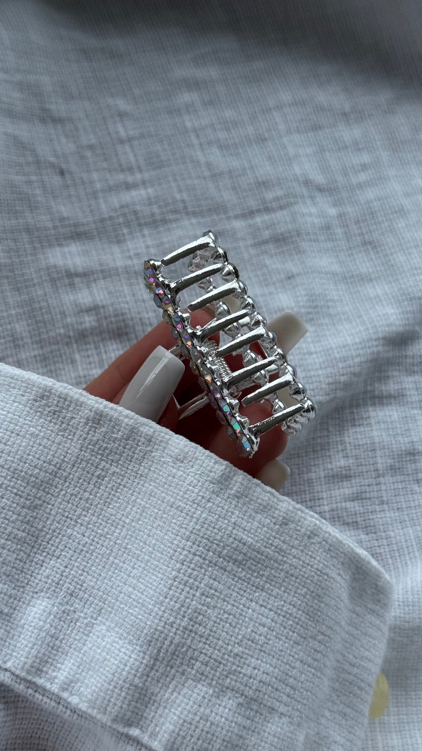 Lüks Kristal Taşlı Dikdörtgen Mandallı Toka