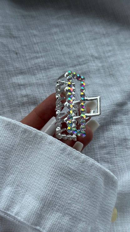 Lüks Kristal Taşlı Dikdörtgen Mandallı Toka