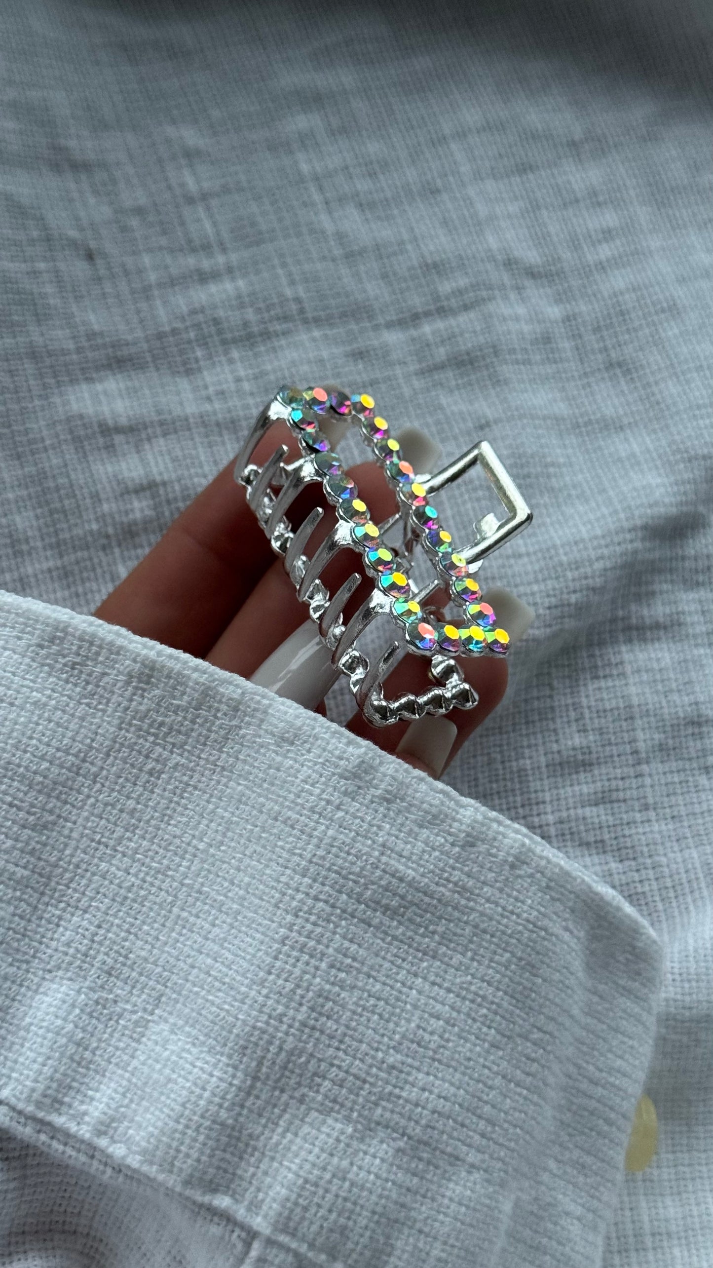 Lüks Kristal Taşlı Dikdörtgen Mandallı Toka