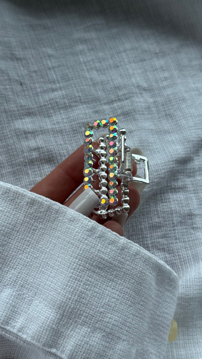 Lüks Kristal Taşlı Dikdörtgen Mandallı Toka