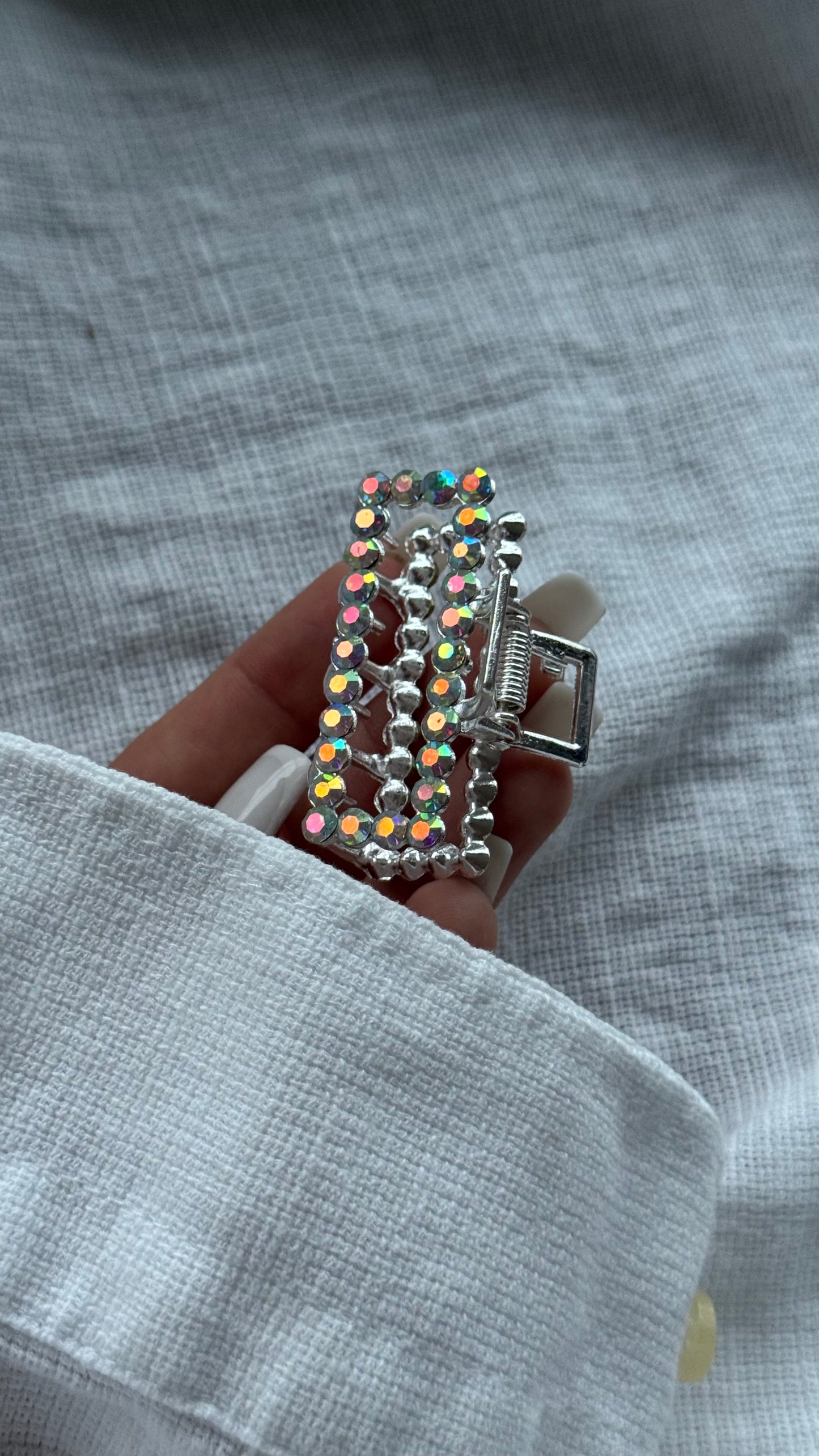 Lüks Kristal Taşlı Dikdörtgen Mandallı Toka