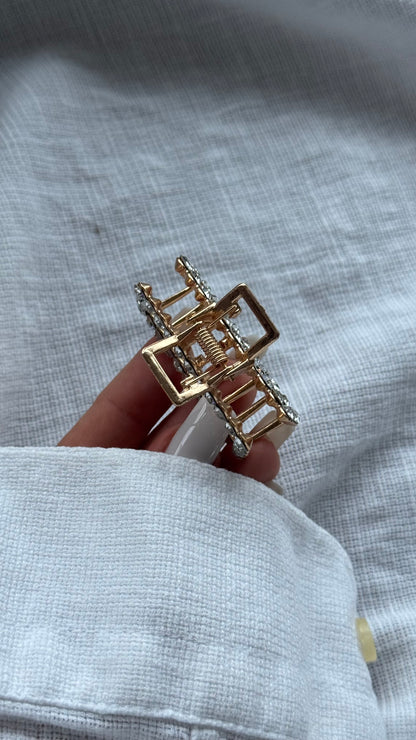 Lüks Kristal Taşlı Dikdörtgen Mandallı Toka