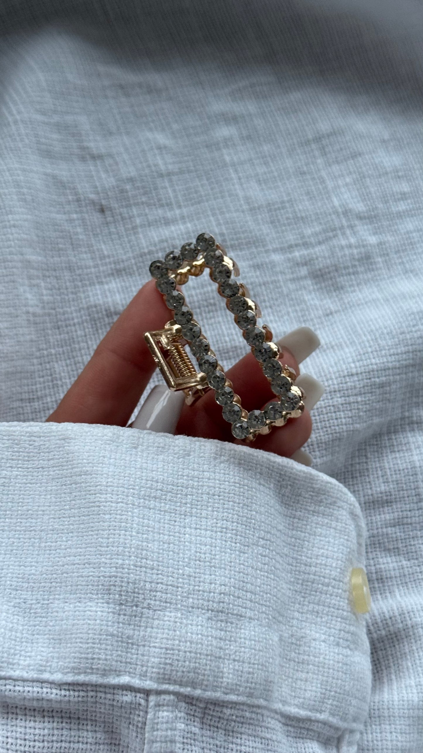 Lüks Kristal Taşlı Dikdörtgen Mandallı Toka